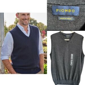 Piombo Men’s 100% Merino Wool Sweater Vest Gray size XL NWT